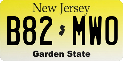 NJ license plate B82MWO