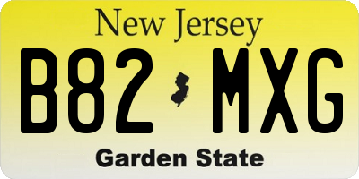 NJ license plate B82MXG