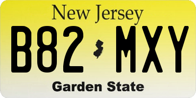NJ license plate B82MXY