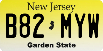 NJ license plate B82MYW