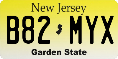 NJ license plate B82MYX