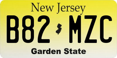 NJ license plate B82MZC