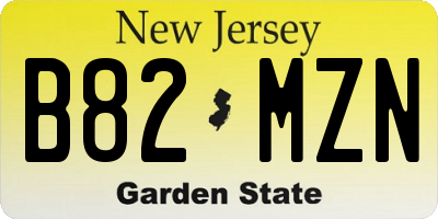 NJ license plate B82MZN