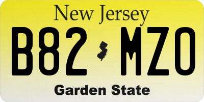 NJ license plate B82MZO