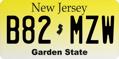 NJ license plate B82MZW