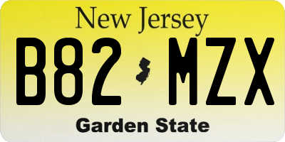 NJ license plate B82MZX