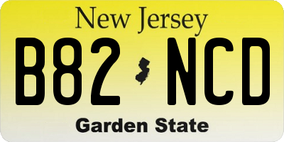 NJ license plate B82NCD