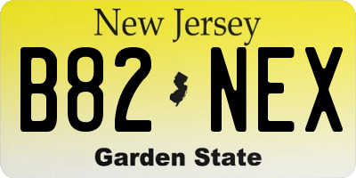 NJ license plate B82NEX