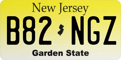 NJ license plate B82NGZ