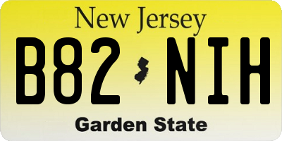 NJ license plate B82NIH