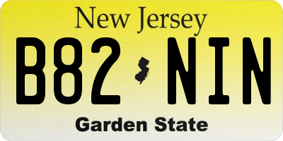 NJ license plate B82NIN