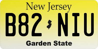 NJ license plate B82NIU
