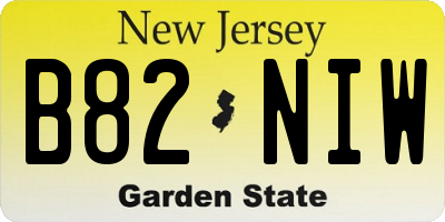NJ license plate B82NIW