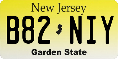 NJ license plate B82NIY