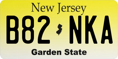 NJ license plate B82NKA