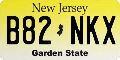 NJ license plate B82NKX