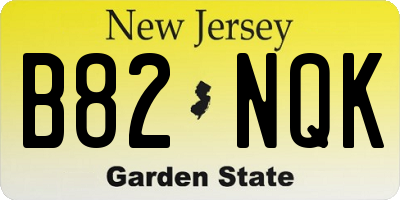 NJ license plate B82NQK