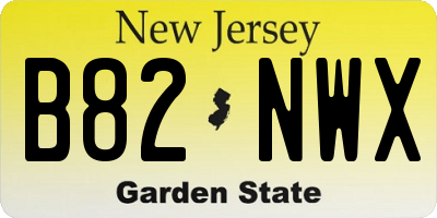 NJ license plate B82NWX