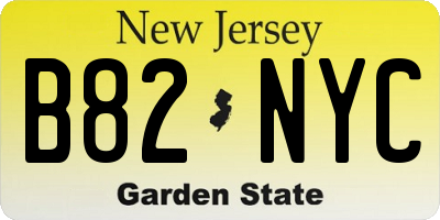 NJ license plate B82NYC