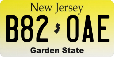 NJ license plate B82OAE