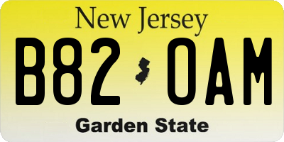 NJ license plate B82OAM