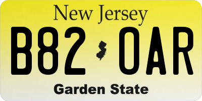 NJ license plate B82OAR