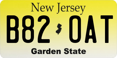 NJ license plate B82OAT