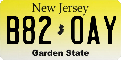 NJ license plate B82OAY