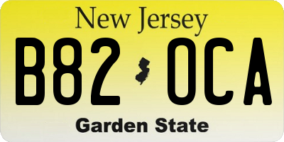 NJ license plate B82OCA