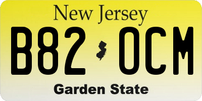 NJ license plate B82OCM