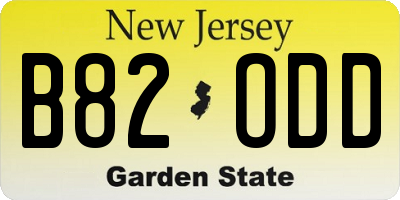 NJ license plate B82ODD