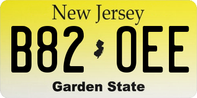 NJ license plate B82OEE