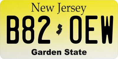 NJ license plate B82OEW