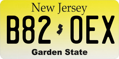 NJ license plate B82OEX