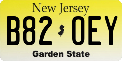 NJ license plate B82OEY