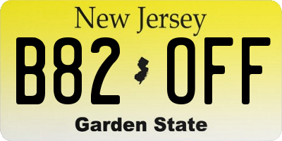 NJ license plate B82OFF