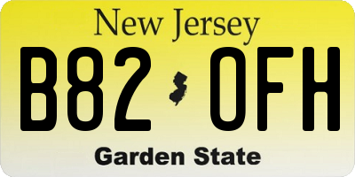 NJ license plate B82OFH