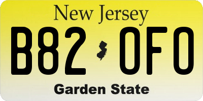 NJ license plate B82OFO