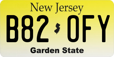 NJ license plate B82OFY