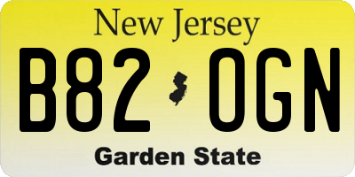 NJ license plate B82OGN