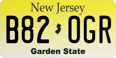 NJ license plate B82OGR