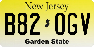 NJ license plate B82OGV