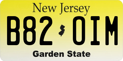 NJ license plate B82OIM