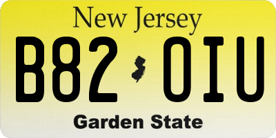 NJ license plate B82OIU