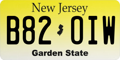 NJ license plate B82OIW