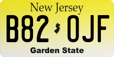 NJ license plate B82OJF