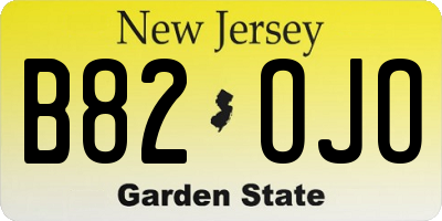NJ license plate B82OJO