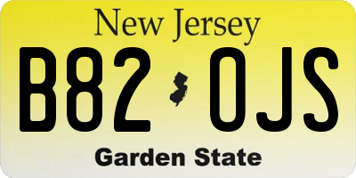 NJ license plate B82OJS