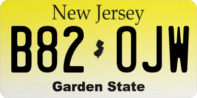NJ license plate B82OJW