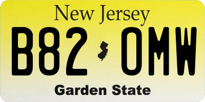 NJ license plate B82OMW